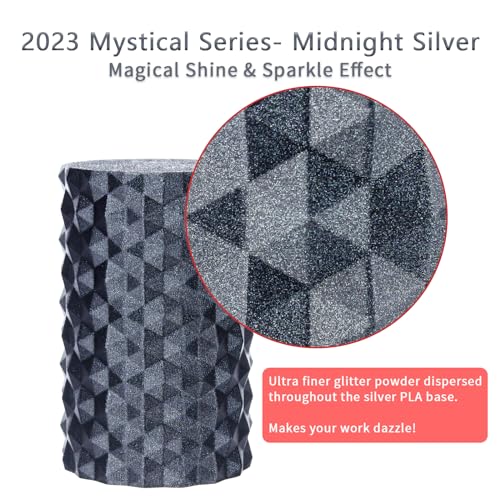 Image of ZIRO Glitter PLA Filament 1.75mm, 3D Printer Filament Subtle Sparkle PLA, Mystical Series 2.2lbs Spool, Fit Most FDM 3D Printers, Midnight Silver