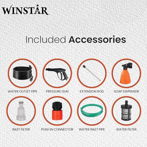 Image of WINSTAR WNS-PW200N Portable High Pressure Car Washer Machine | 220 Bar Max Pressure, 2600W Heavy Motor, 12 LPM Flow Rate | Pressure Washer for Car, Bike, Garden, Patio & Home Cleaning