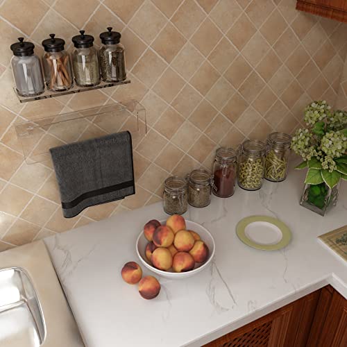 Rorkim Clear Acrylic Towel Racks Bathroom Wall Shelf With Towel Bar Wall Mounted,Thicken Clear Acrylic Bathroom Shelf Space Saving Utility Storage Bathroom Accessories #TOP5