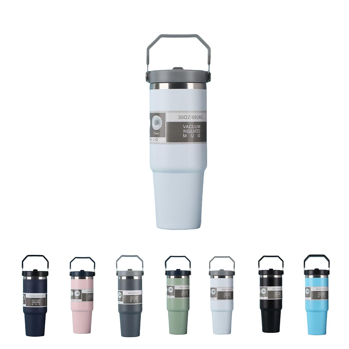 Maideduo IceFlow Tumbler with Flip Straw - 30 oz - Twist Lid and Flip Straw - Leak Resistant Water Bottle - Insulated Stainless Steel - BPA Free (30 OZ White)