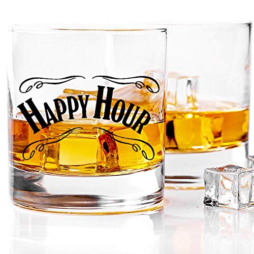 iKraft Whisky Glass - Happy Hour Printed Whiskey Glass 10oz