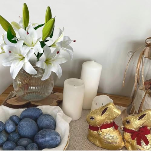 Image of VRB Dec Plastic 1 Pcs (3 Head) Lily Artificial Flowers Bunch Foam Flowers Sticks,Lily Artificial Flowers for Home Decor,Bedroom, Living Room, Table, Balcony, Office, Wedding, Pooja (White Color)