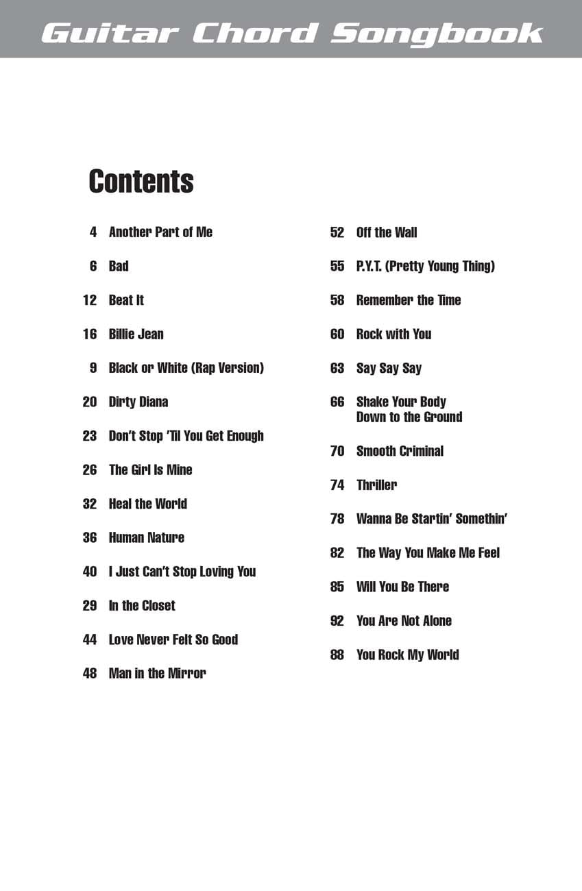 Michael Jackson Guitar Chord Songbook: Songbook für Gitarre
