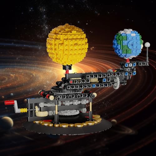 Earth Moon and Sun Orrery Toy Building Sets - Earth Rotation Around Sun Building Bricks-Rotatable Solar System Model, Compatible for Lego Space, Science Educational Architecture Toys for 6+ Kids - Thumbnail 4