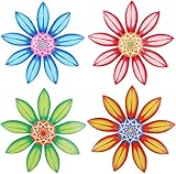 Aandyou 4PCS Garden Wall Art Decoration Ornament, Metal Flower Fence Outdoor...