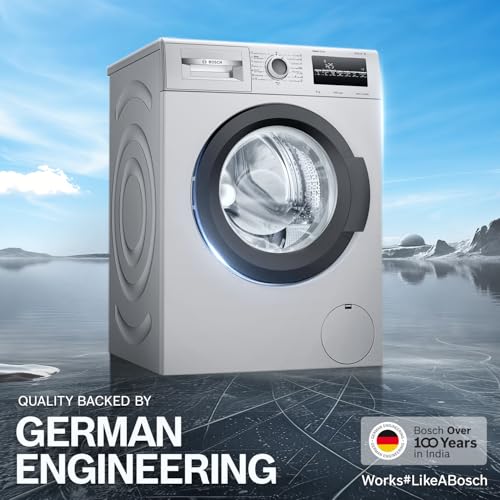 Image of Bosch 8 kg 5 Star Front Load Fully-Automatic Washing Machine, Steam Hygiene, AI ActiveWater, 15 Wash Programs, No Tangle or Wrinkle, SoftCare Paddle, Shiny Silver, WAJ2826BIN
