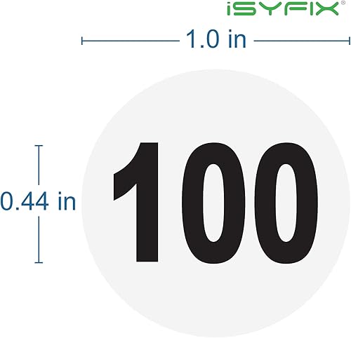 Miniatura 2 de iSYFIX Calcomanías blancas de números consecutivos  1 a 100, 1 pulgada, 1 juego  Vinilo autoadhesivo de alta calidad ideal para inventario,