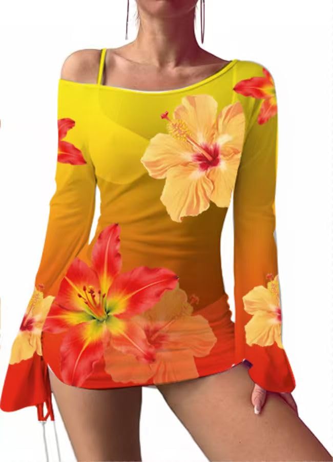 Image of ZAFUL Womens Swimsuit Cover Up Dress Off Shoulder Hollow Coverup Bathing Suit Mesh Swim Beach Dress