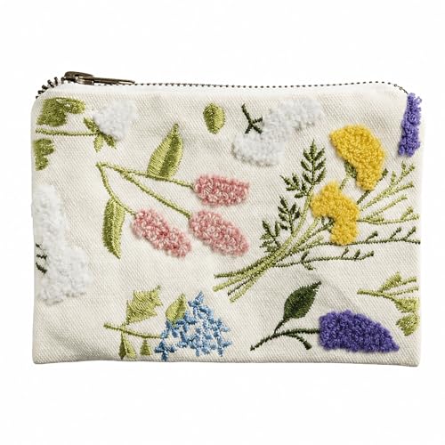 Mud Pie Tossed Flowers Embroidered Pouch