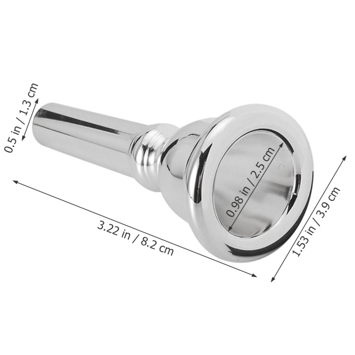 Totority Professional Trombone Alto Mouth Piece Replacement Silver Plated 80mm Length 1.3cm Outer Diameter 1.1cm Inner Diameter