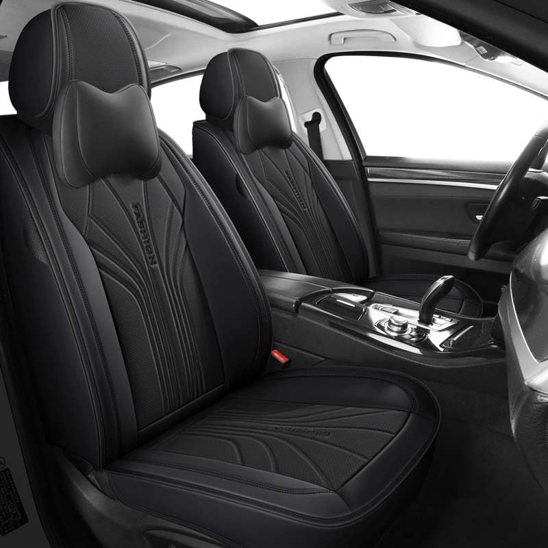 Housse de siège auto en cuir PU haut de gamme avec coussin rembourré noir et antidérapant
