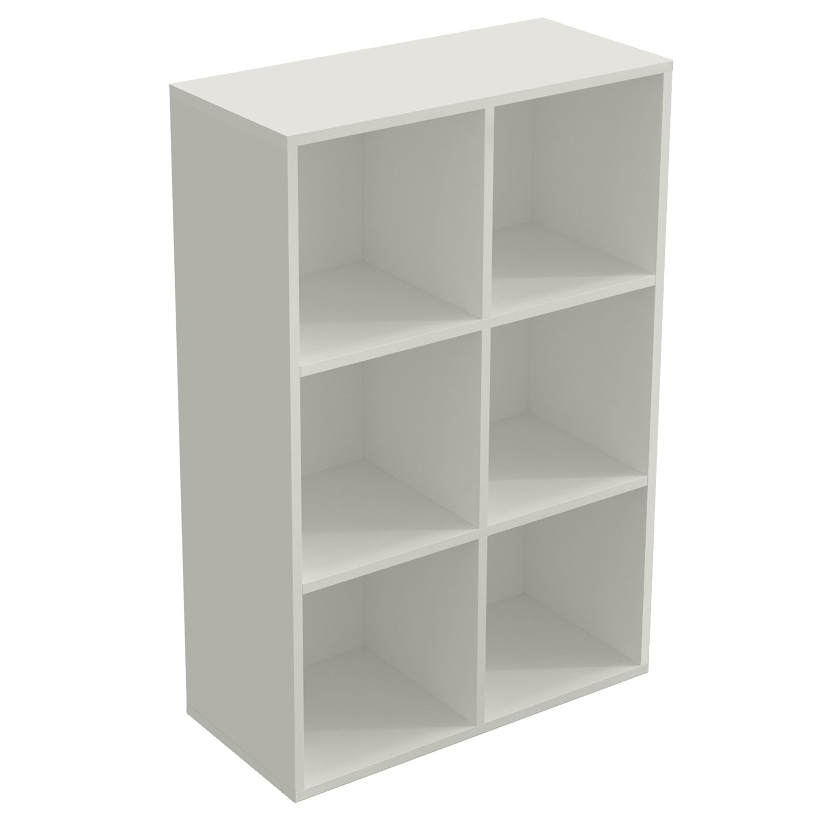 OSCHF 6-Cube Storage Shelf Bookcase - Wooden 3-Tier Floor Standing Open Bookshelf for Home and Office, Display Cabinet, Warm White