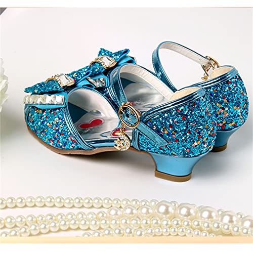 OMEARK Girl Glitter Princess Shoes Girls High Heels Sparkly Wedding Birthday Dress Shoes with Sequin Bling Bowknot Round Toe Diamond Dance Shoes Comfort Party Sandals3