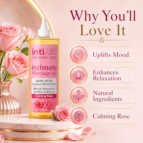 Image of Rose Intimate Massage Oil. Luxuriously Scented Self-Care Oil for Personal Moments. Sensual Touch for ultimate Pleasure & Relaxation - 200ml.
