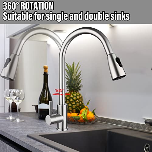 Welan Wasserhahn Küche,Küchenarmatur Ausziehbar Brause 360° Drehbar Spültischarmatur küche Mischbatterie Küche Mit 2 Strahlarten Wasserhahn Küche Ausziehbar - Image 6