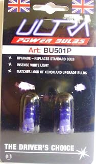 2x Ultra Power 5W Car Headlight Side Bulbs White/Blue (501/W5W/T10) BU501P