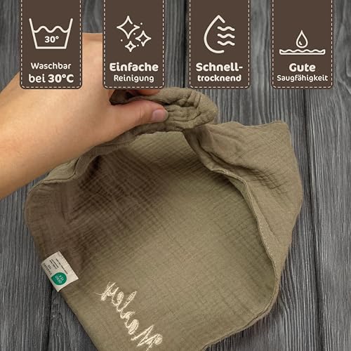 Hundehalstuch mit Namen Bestickt, Oeko-TEX® Standard 100 - Personalisiertes Hunde Halstuch als Geschenk für Hundeliebhaber (Khaki)