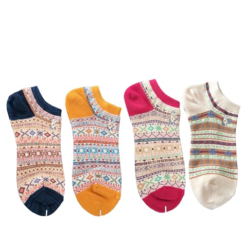 Image of Ankle Socks for Women, Embroidered Bunny Pattern Women's Socks Low Cut Socks Cotton 4 Pairs