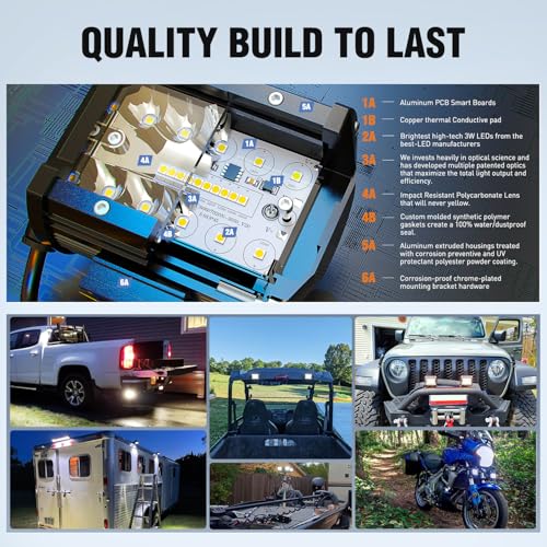 Image of Nilight 33Inch LED Light Bar 2Pcs 4Inch 60W Spot Flood Lights Pods Off Road DrivingWork Lighting with 14AWG Wiring Harness Kit-3 Leads for Truck Tractor Pickup Boat SUV ATV UTV Car Van Camper