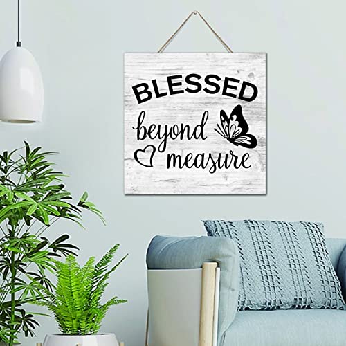 Panneau en bois à suspendre Blessed décoration de table cuisine plaque murale 30cm