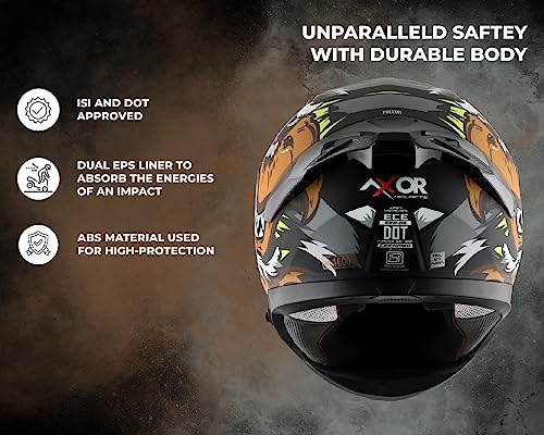 Image of Axor Apex Falcon ISI ECE DOT Certified Full Face Dual Visor Helmet for Men and Women with Pinlock Fitted Outer Clear Visor and Inner Smoke Sun Visor -Dull Cool Grey-M