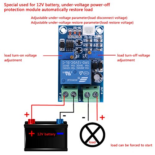 Undervoltage Board, 12V Battery Low Voltage Cut Off Automatic Switch On Recovery Module Undervoltage Control Switch Storage Battery Module, 2.0 x 1.2 x 0.7in image 5