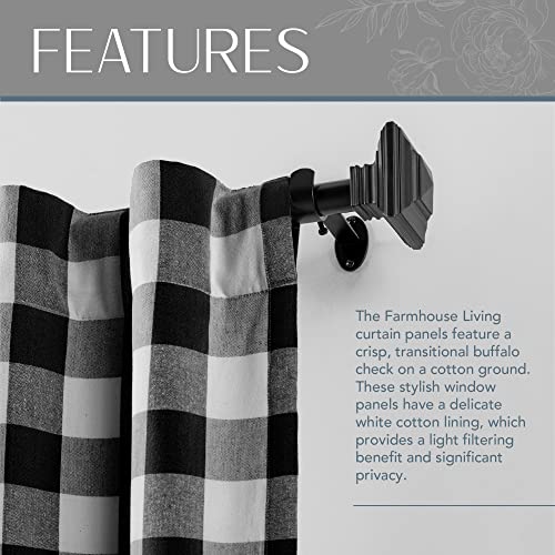 Elrene Home Fashions Farmhouse Living Buffalo-Check Window Curtain Panel, (Black), (52X95) - Image 3