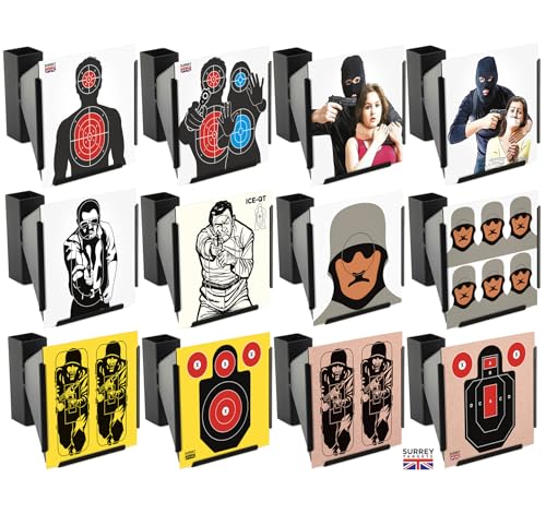 HOSTILE COMBAT TACTICAL Air Rifle Pistol Gun BB Airsoft Card Shooting Targets 14cm Mixed Designs 48 Pack - UK Made & Dispatched by Surrey Targets