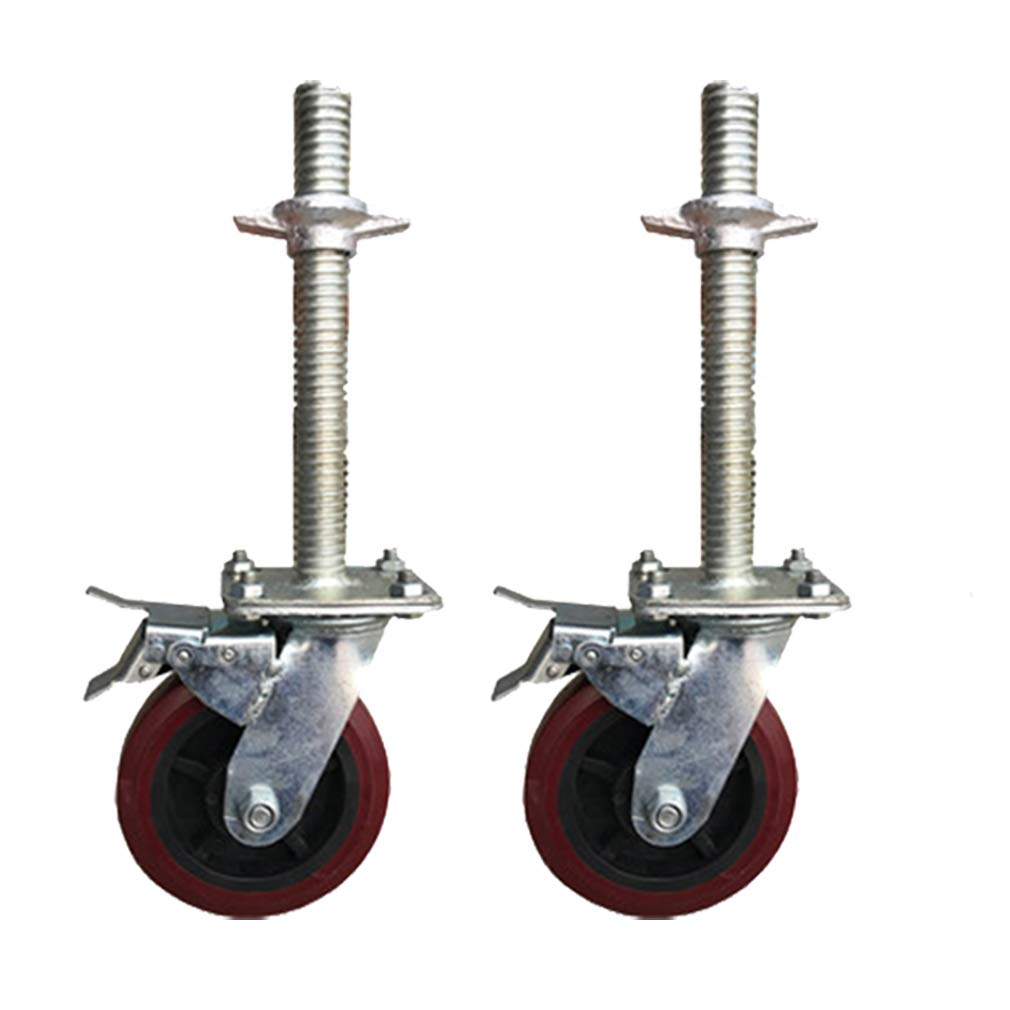 Ruote piroettanti con Freno per ponteggi mobili, Ruote girevoli per carichi Pesanti, Portata 400 kg, 6 Pollici (2 Pezzi), Rosso/Bianco, Diametro 150 mm