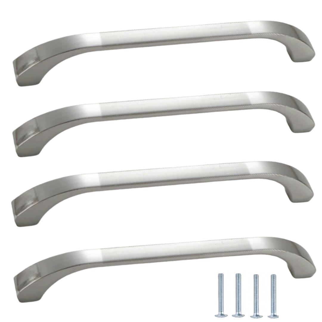 Nlqcsxwep Brushed Silver 128Mm Zinc Alloy Cabinet Bow Handle, Aluminum Alloy Cabinet Drawer Wardrobe Door Handles 4 Pcs Multicolor 96Mm-128Mm(Brushed Silver 128Mm)