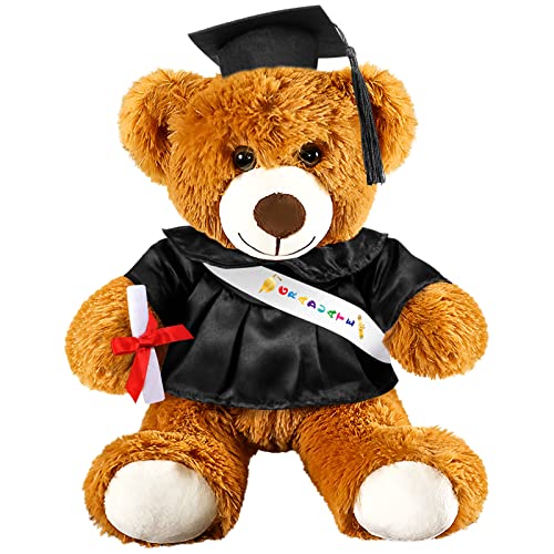 Graduation Bear Gift Graduation Plush Bear With Gown Cap Tassel Set Graduation Stuffed Bear Plush Toy Plush Graduation Bear Doll Brown Bear Gifts For Graduation School (Black, 12”H) #TOP26