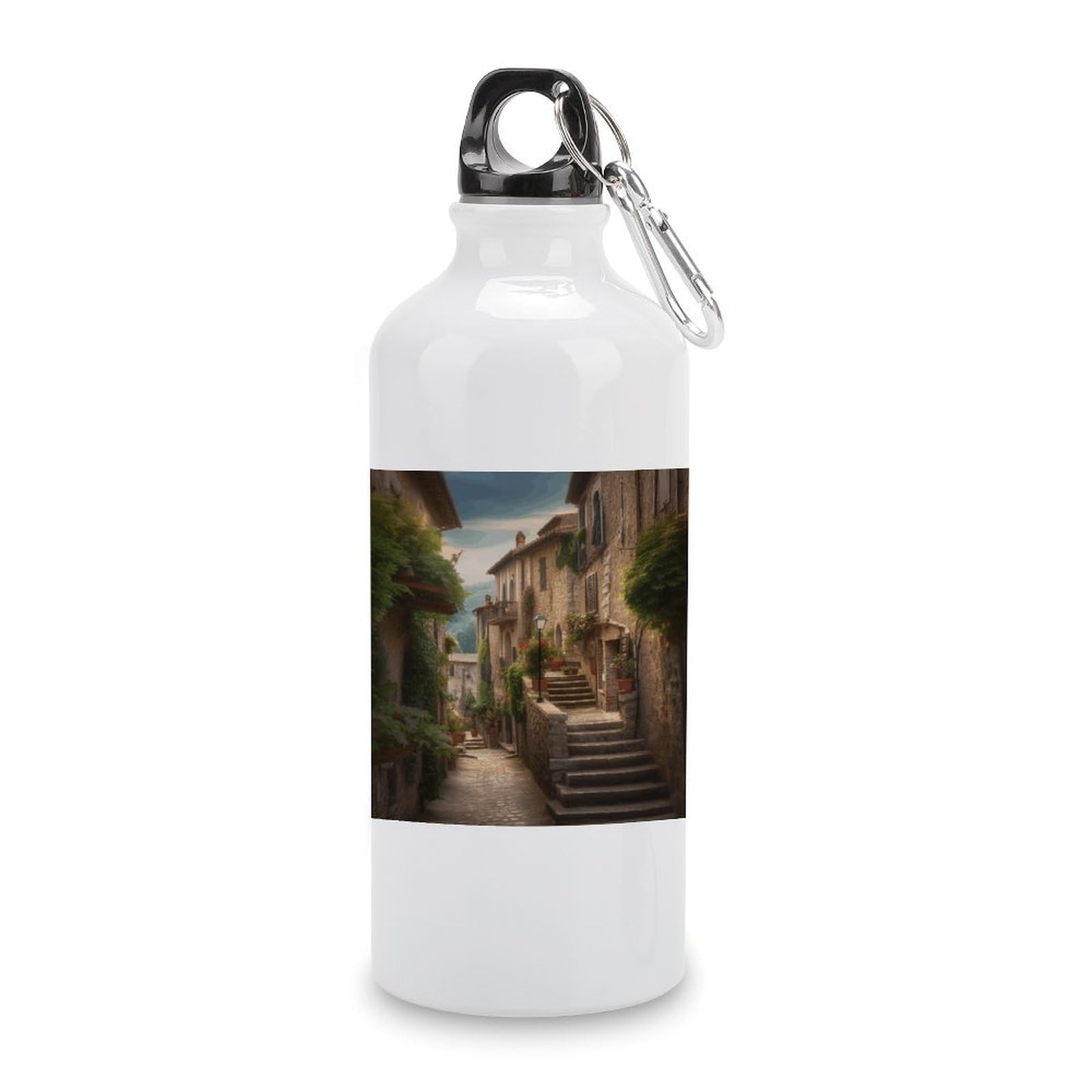 VstaDank Italy Tuscan Water Bottles Aluminum Sports Water Bottle with Lid&Hook Buckle Fashion Vacuum Insulated Water Bottles Hydration Flask Leak Proof Tumbler Keep Cold&Hot