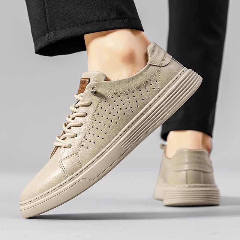 Men's Skateboarding Shoes, Leather, Breathable, Anti-Skid, Spring/Summer/Autumn