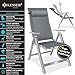 KESSER® Gartenstuhl Hochlehner mit Armlehnen Aluminium Klappstuhl mit Kopfkissen & Abdeckung Campingstuhl 7-Fach Verstellbar Rückenlehne Atmungsaktiv & Wetterfest Klappbar & Anti-Rutsch Hellgrau