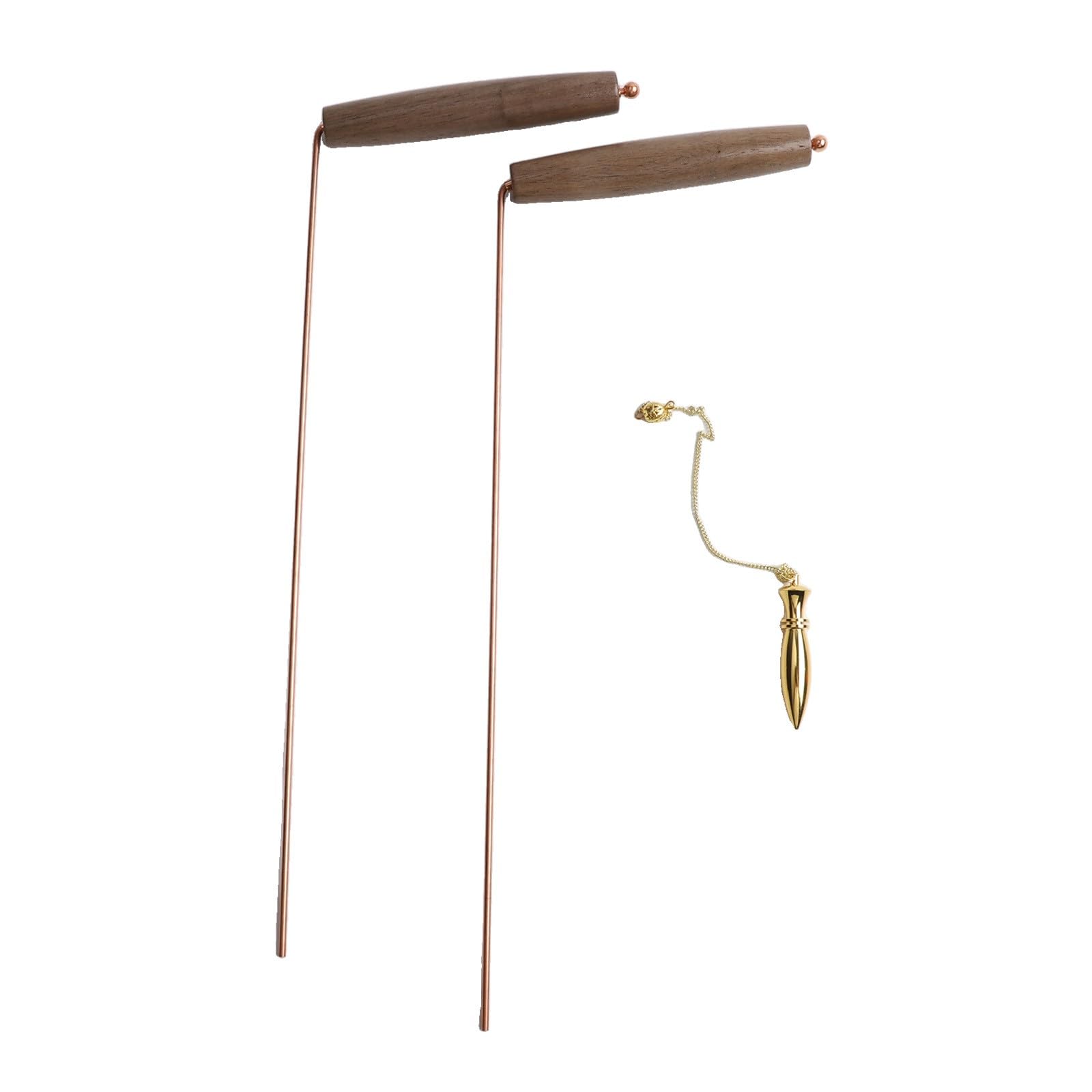 SPORTARC Kupfer Wünschelruten, Messing-Pendel-Set, Walnuss-Griff, Tauchset für Wassersuche, Goldsuche, verlorene Gegenstände