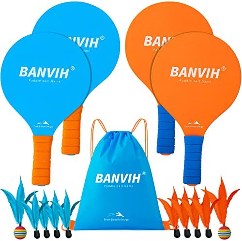 Paddle Ball Game Indoor Outdoor Activities – for Kids Teen Boys Adults and Family Sports Toys Set – for Outside, Summer, Camping, Party – 4 Racquets, 10 Birdies, Carry Bag – for Beach, Yard, and Lawn Paddle Ball Game Indoor Outdoor Activities – for Kids Teen Boys Adults and Family Sports Toys Set – for Outside, Summer, Camping, Party – 4 Racquets, 10 Birdies, Carry Bag – for Beach, Yard, and Lawn