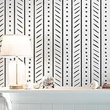 CiCiwind Black Striped Wallpaper Peel and Stick Modern White and Black Geometric Herringbone Contact Paper for Cabinets Bookshelves Bedroom Removable Self Adhesive Wall Paper Vinyl Film 78.7In ×15.5In