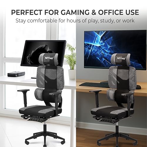 Image of NiTHO Matrix V2 Series Ergonomic Mesh Gaming Office Chair | Lumbar Back Support Computer Desk Chair with Adjustable Armrests, Rocking Recline & Height Adjustable Swivel Chair for Work or Gaming, Black
