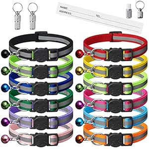 Extodry 12 Stück Reflektierende Katzenhalsband Set