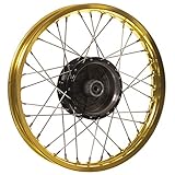 Speichenrad 1,60 x 16 Zoll - Alufelge gold + Chromspeichen + Radnabe schwarz