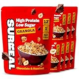 Surreal High Protein Low Sugar Granola - 13g Protein Vegan Snack or Breakfast Cereal - High Fibre, Plant-Based Granola Clusters 300 g (8 Packs, Chocolate & Hazelnut)