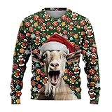 HANZSPROUT Goat Ugly Christmas Sweatshirt for Women, 3D Xmas Sweater Mens Funny Pullover Crew Neck Shirts (HN-HW05) Size M