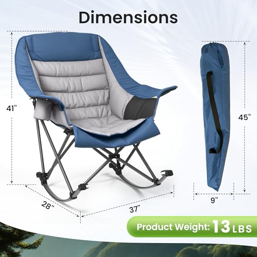 Silla Plegable para Camping CROS Padded Folding Lawn Rocker Azul miniatura 3