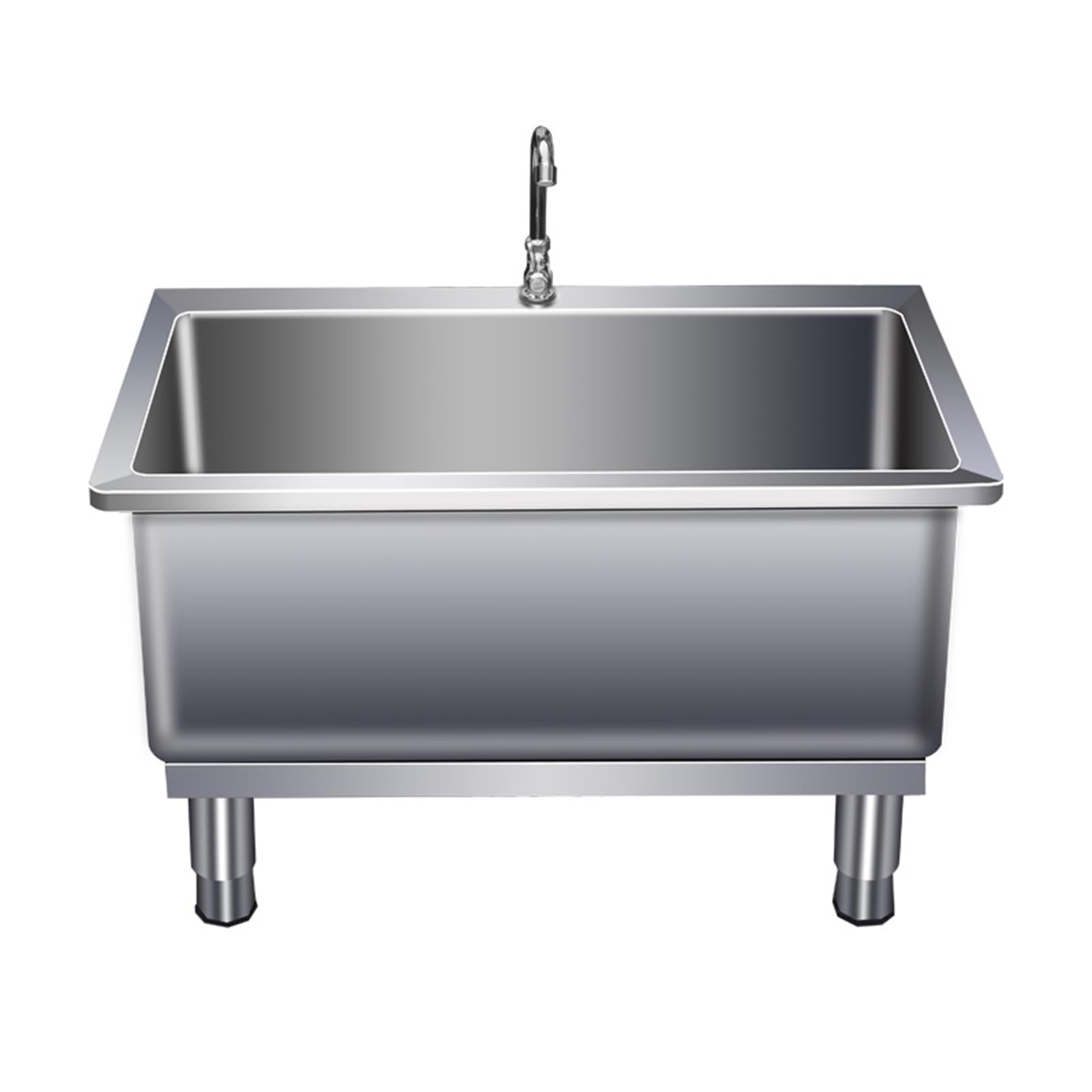 Évier de vadrouille avec drainage grand diamètre et robinet en inox pour grand nettoyage