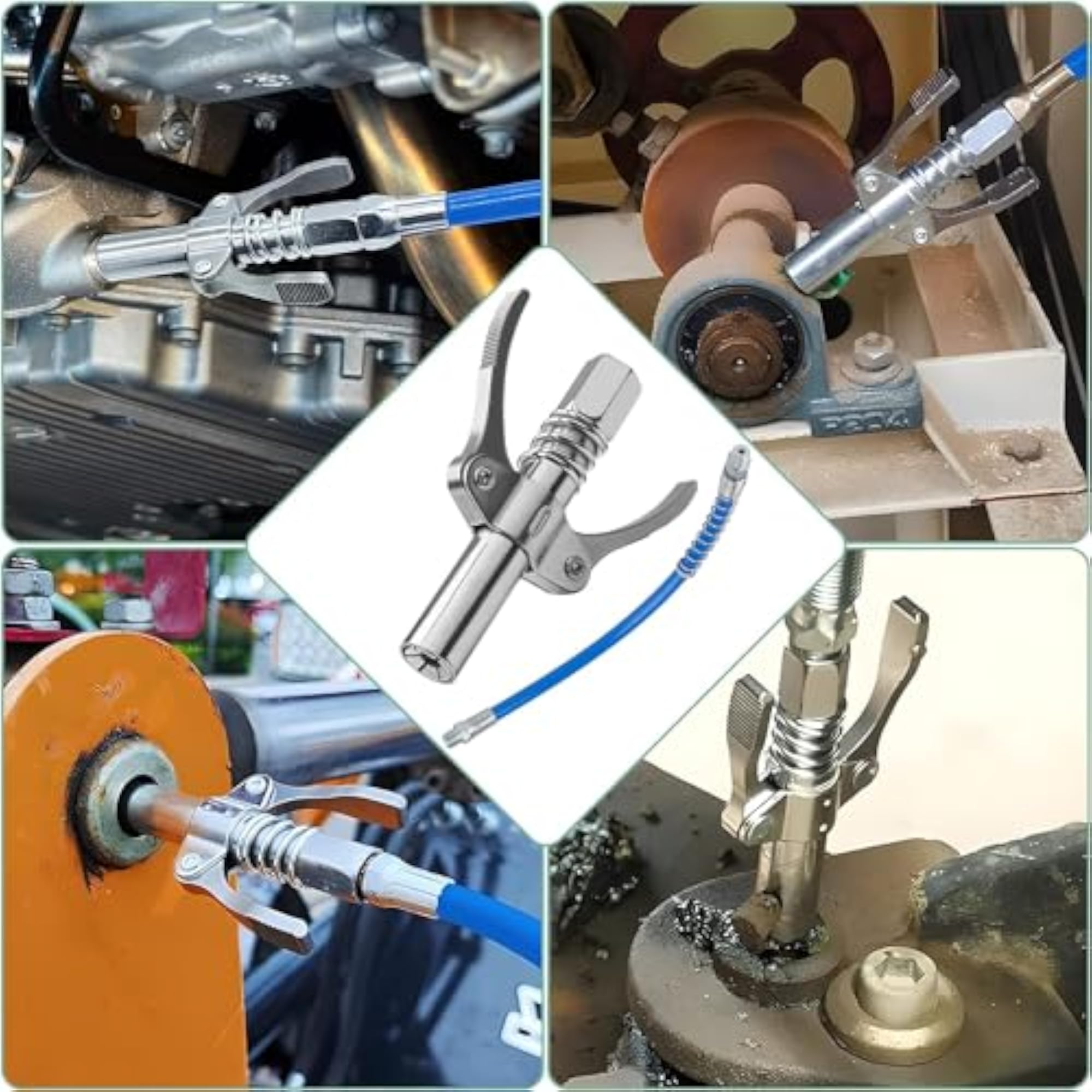 Grease Gun Coupler Lock Nozzle with Flex Hose