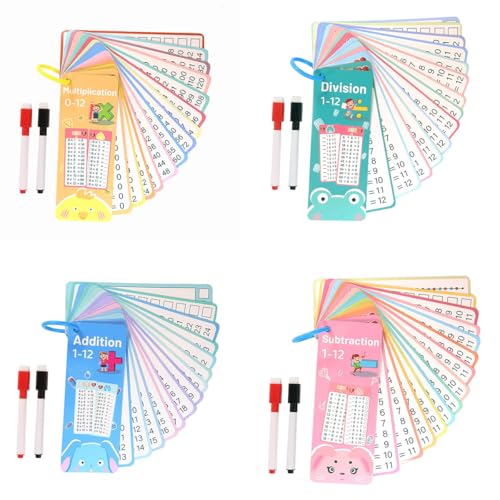 CENPEK 4 Pièces Tables D Addition Multiplication Soustraction Division pour Enfants Cartes Flash Tables Cartes Flash Mathématiques Salle De Classe École À...