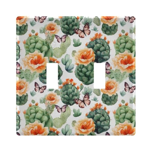 UMIRIKO Cactus Butterfly Light Switch Cover Plate Covers Decorative Double Toggle Home Decor 202a8893