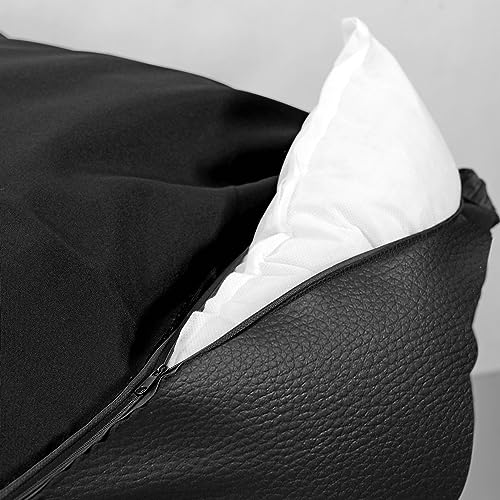 KING DOG Hundebett ECOSHINE Laufstall Antislip Schwarz mit weißem Rand Zwei kleine Kissen gratis dazu (75x65 cm)