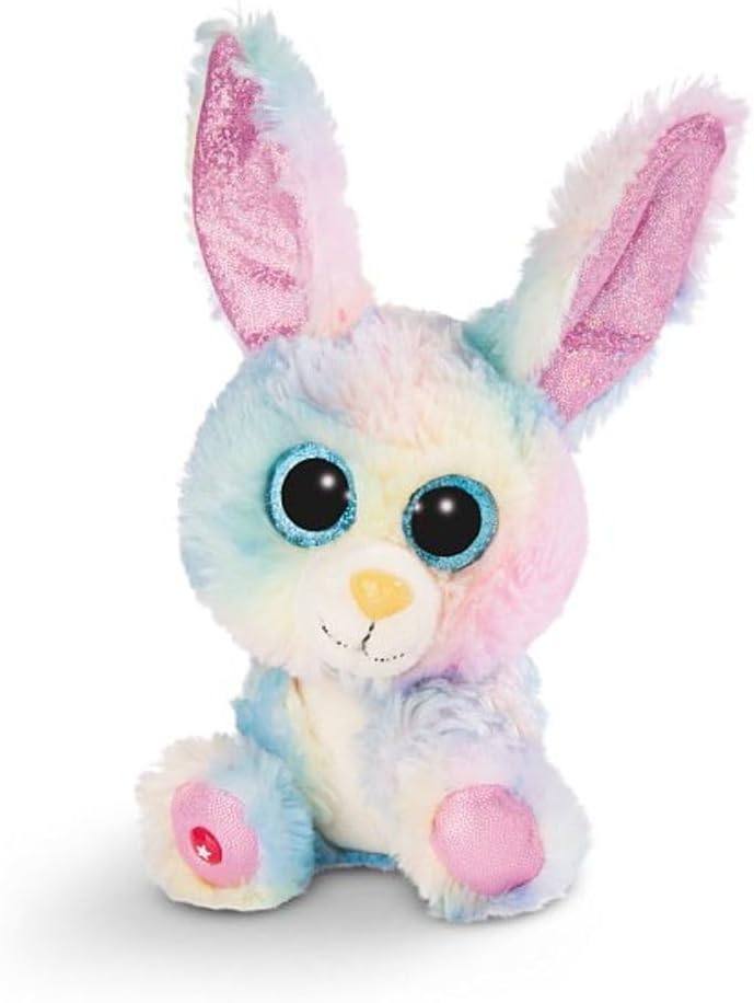 45561 Glubschis Animal, Cuddly Toy Bunny Rainbow Candy 15cm, Grey/Multi-Coloured