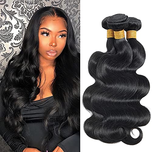 Sedittyhair 12A Body Wave 3 Bundles 100% Unprocessed Brazilian Virgin Human Hair Natural Black Body Wave Hair Extensions 300g (20 22 24 inch)